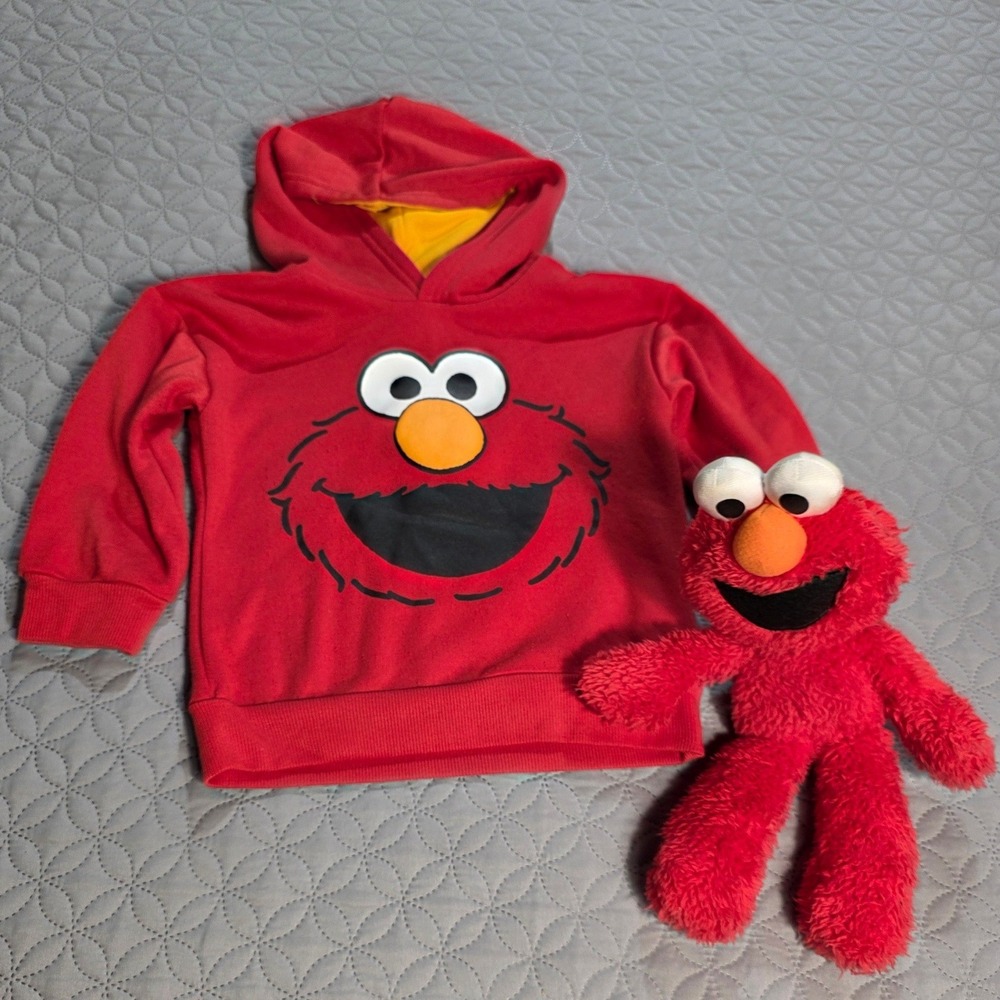 Sesame‎ Street Elmo Red Graphic Fleece Pullover Hoodie Kids Size 2T/ElmoPlush - Picture 3 of 9
